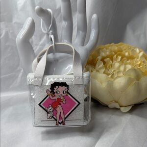 Betty Boop Mini Clear Tote with Pink Graphic and White Trim